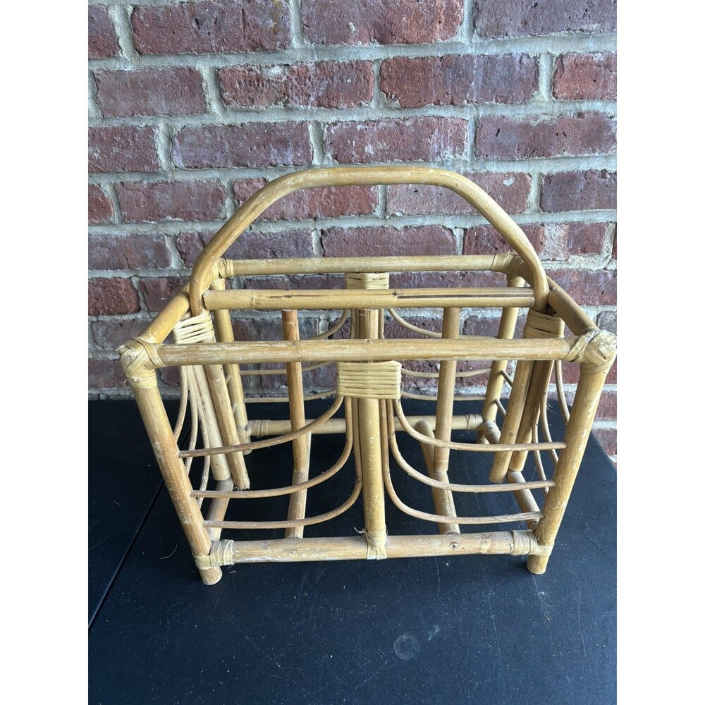 Vintage Boho Bamboo & Rattan Magazine Rack - Picture 3 of 5